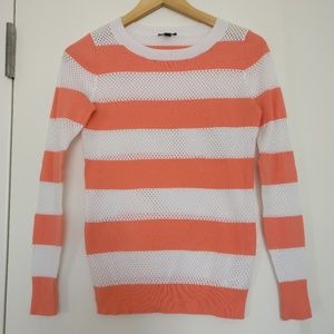Express Women's Orange & White Striped Sweater